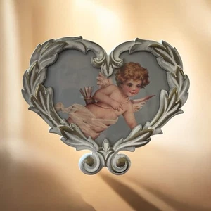 Vtg Charpente Heart Cherub Standing Pucture Frame - Picture 1 of 8