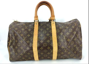 Auténtico bolso de viaje Louis Vuitton M41428 con monograma Keepall 45 Boston marrón LV F/S - Imagen 1 de 14