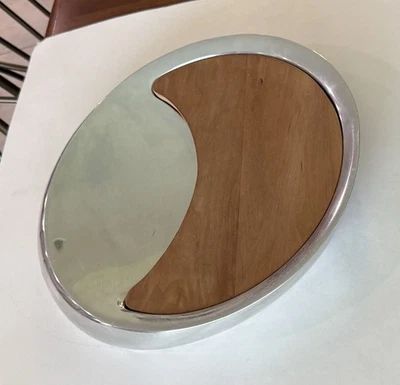 NAMBE Eclipse Acacia Wood  & Silver Alloy Cheese Tray #729 Peter Stathis 2003 - Image 1 of 4
