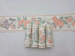 York  Pre pasted Fabric Backed Vinyl Border BL4107-B Flower & Fruit VTG - Picture 1 of 8