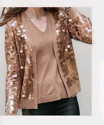 * Новый с Ярлыками CHICO'S кардиган женщин 00 (XS) Vertigo блестки по всему свитер открытый передний - Изображение 1 из 4