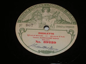1905 Alessandro Bonci Opera 78 Fonotipia Rigoletto Gluck 39239/39241 Play Grade - Imagen 1 de 6