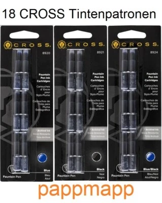 18 CROSS Tintenpatronen - Farbe nach Wahl - Füller Patronen Tinte blau, schwarz, - Bild 1 von 3