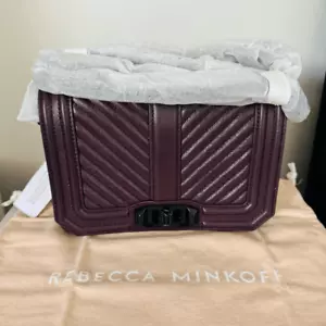 Rebecca Minkoff Small Love Leather Quilted Crossbody Bag, Burgundy, NWT - Picture 1 of 24