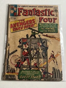 Fantastic Four 26 Marvel Comics 1964 PR 1.0 - 1.5 Thing vs Hulk / Avengers App - Picture 1 of 24