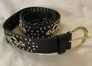 Ladies Topshop Metal Studded Thick Leather Belt with Horsebit Feature Size S/M - Picture 1 of 5