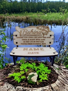 Gone Fishing keepsake personalised gift memorial grave marker bench memory - Picture 1 of 5