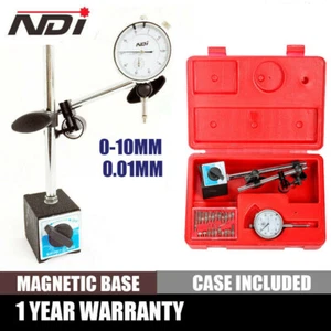 NDI 0-10mm Dial Indicator Gauge With Magnetic Base & 22 Indicator Point Set - Picture 1 of 5