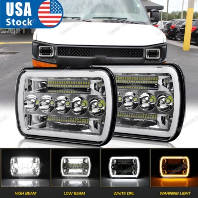 Пара светодиодных фар для Chevy Express Cargo Van 1500 2500 3500 7x6 Halo DRL DOT - Изображение 1 из 4