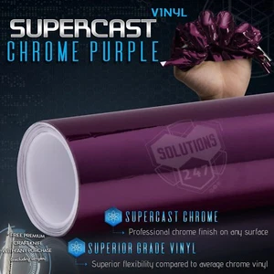 Purple Supercast Flex Stretch Mirror Chrome Vinyl Wrap Bubble Free 12" x 60" In - Picture 1 of 8