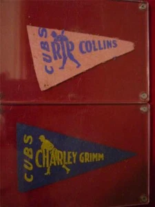 (2) Vintage 1936-38 CHICAGO CUBS RIP COLLINS & CHARLIE GRIMM Pennant Wool/Felt - Picture 1 of 11