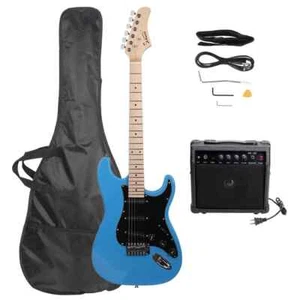Glarry 6 Strings Right Hand Electric Guitar Package for Beginner,Sky/Bright Blue - Foto 1 di 6