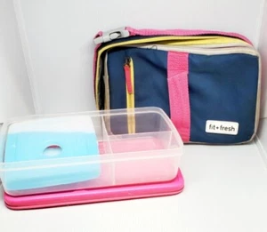 Fit & Fresh Bento Lunch Set Expandable Bag BPA Free Leak Resistant Ice Packs - Picture 1 of 7