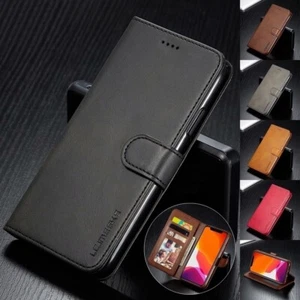 Magnetic Leather Case For iPhone 16 15 14 13 12 11 Pro Max 16E Wallet Flip Cover - Picture 1 of 50