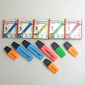 7 x Stabilo Boss Highlighters + 5 Refill Vintage Bulk Sale Evidenziatori - Picture 1 of 8