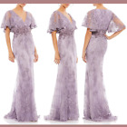 NEW $798 Mac Duggal [ 14 ] Flutter Embellished Lace Gown Vintage Liliac #G1572