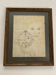 Pintura de dibujo de arte carcelario vintage arte original con nombre fecha 1991 - Imagen 1 de 20