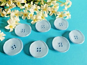 399B Stunning Buttons " Petal " Genre Line Vautrin Light Blue Lot Of 6 Buttons - Picture 1 of 4