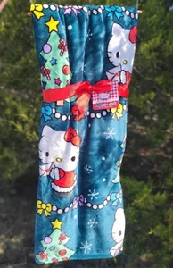 NEW Hello Kitty Christmas Green Throw Blanket (60in x 70in) Holiday Design Rare - Picture 1 of 3