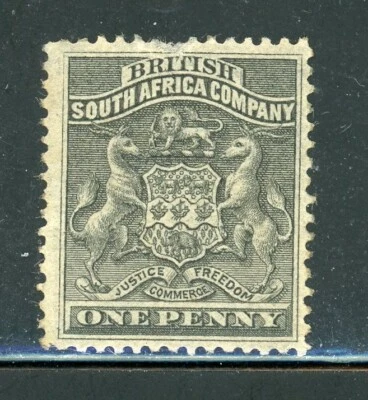 RHODESIA 2 SG1 MH 1892-93 1/2p blk Coat of Arms CV$19 - Image 1 of 2