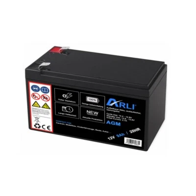 ARLI AGM Akku 12V 9 Ah 20HR Universal Blei Batterie 9000 mAh Wartungsfrei Bleiakku