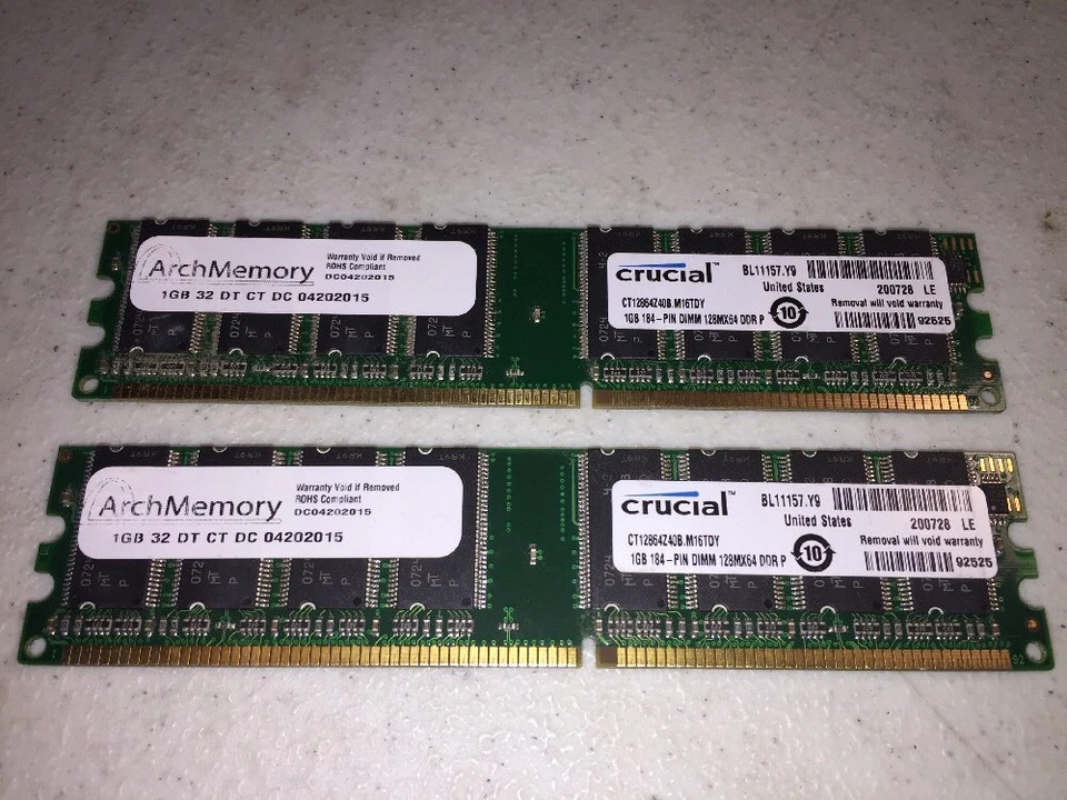 ArchMemory (2x1GB)  32 DT CT DC 04202015 Memory - Image 1 of 1