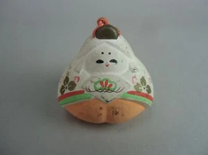 Japanese Clay Bell Dorei Vtg Pottery Hina Doll Hand-painted Kimono Girl DR151 - Picture 1 of 10