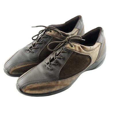 Worn once ECCO Nubuck Brown Gold Fashion spectator Sneakers 40 (EU) 9 - 9.5 (US) - Image 1 of 4