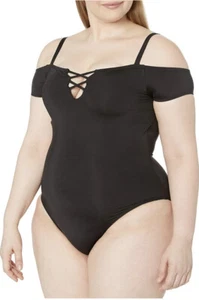 Kenneth Cole Reaction Womens Plus-Size 1X Garden Groove Off Shoulder Swimsuit - Picture 1 of 10