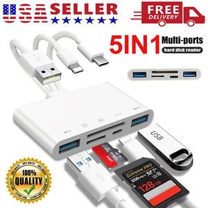 5 in 1 Memory Card Reader USB 3.0 OTG Adapter SD Card Reader For iPhone/iPad - Picture 1 of 11