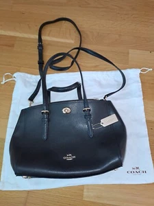 Coach Crossgrain Leather Turnlock Carryall Handtasche / Schwarz/Gold  - Bild 1 von 2