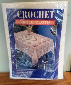 Crochet Table Cloth FC-729 Rectangular 60" x 90" White Vinyl Crochet Pattern NEW - Picture 1 of 4