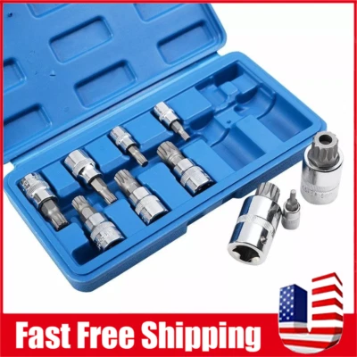 10PCS XZN Triple Square 12 Point Spline Bit Socket Set 4MM - 18MM 1/2" 1/4" 3/8" - Image 1 of 4