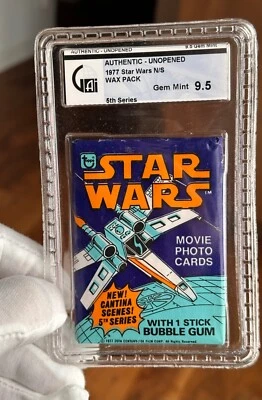 1977 Topps Star Wars Series 5 Unopened Wax Pack GAI 9.5 GEM MINT not PSA - Image 1 of 4