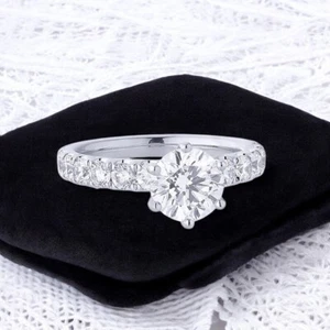 IGI Certified Lab Created 2.00 Ct Round Diamond Wedding Ring 950 Platinum - Picture 1 of 11