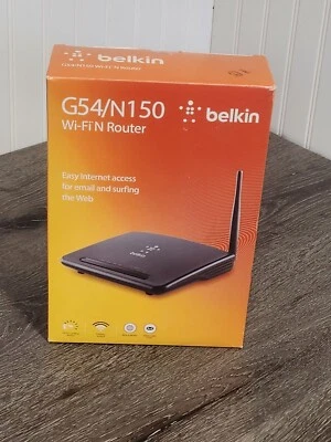 Belkin G54/N150 Wireless Wi Fi N Router 4 LAN Port Up to 150Mbps New Open Box - Image 1 of 4