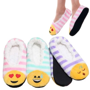 4 Pairs Cozy Warm Sherpa Lined Smile Slippers Non Slip Sherpa-Lined Women Winter - Picture 1 of 1