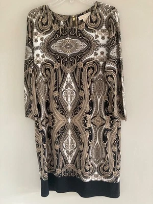 Vestido recto MICHAEL Michael Kors manga larga elástico jersey, negro/dorado 14 Foto 1 de 4