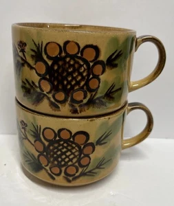 VTG SET 2 - Otagiri Japan Speckled Stoneware SOUP BOWL Mug Cup Handle RETRO MCM - Picture 1 of 13