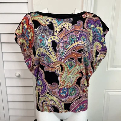 Suéter Ralph Lauren sin mangas de cachemira para mujer L 100 % algodón vibrante multicolor Foto 1 de 4