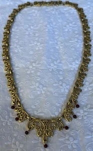 Vintage Monet Halskette Gold mit kleinen Granaten Halsband Collier verstellbar 3 signiert - Bild 1 von 10