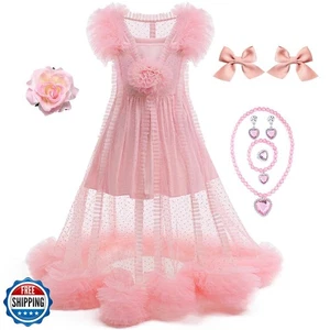Btonai Pink Witch Costume for Girls Pink 2 Piece Pajamas Set Dress, Bouffant  - Picture 1 of 5