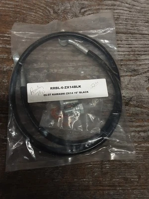 NOS Roaring Toyz 06-07 Kawasaki ZX-14 Braided Brakexline Black +6 RRBL-6-ZX14BLK - Image 1 of 4