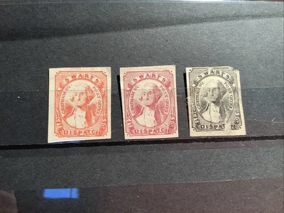 3 US LOCAL POST STAMP 1849 136L9, 136L10, Swarts' City Dispatch +Black Reprints - Image 1 of 4