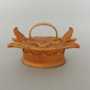 Scandinavian Bentwood TINE Box, Vintage Nordic Folk Art Carved Wood Box Rustic - Picture 1 of 15