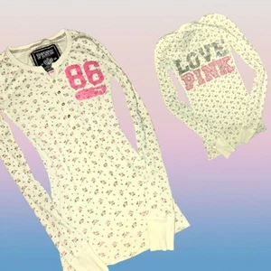 Victoria's Secret Pink VS Floral Thermal Long Sleeve Women's Baby Doll Henley XS - Picture 1 of 6