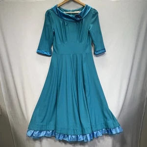 Vintage Muxxn Damen Kleid türkisblau Gr. 6 Fit & Flare Rockabilly Swing Midi Stretch - Bild 1 von 17
