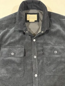 Boston Traders Corduroy Black Shirt Men's Large Jacket Fleece Lined EUC - Picture 1 of 9