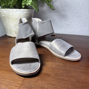 Eileen Fisher Metallic Flat Sandals Ankle Strap Back Zip Women’s Sz 6 Mesh Ankle - Picture 1 of 14