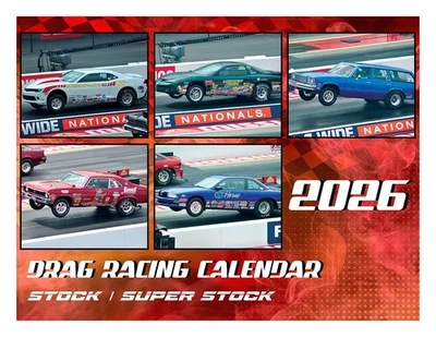 Календарь гоночных автомобилей 2026 Super Stock NHRA, стоячие на колесах Super Stockers - Изображение 1 из 4